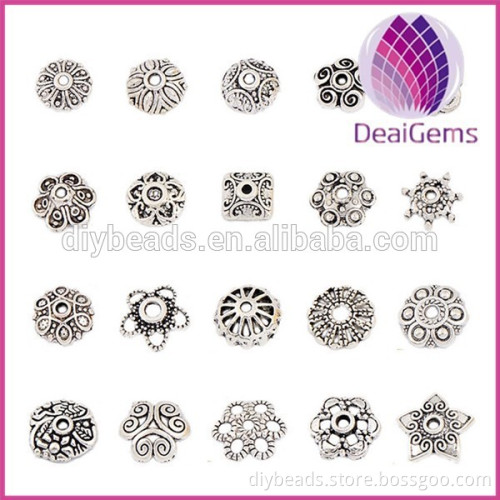Hot sale tibetan silver alloy DIY flower bead caps
